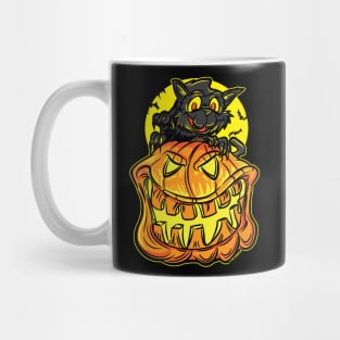 Black Cat on a Jack-O-Lantern Pumpkin By eShirtlabs Mug